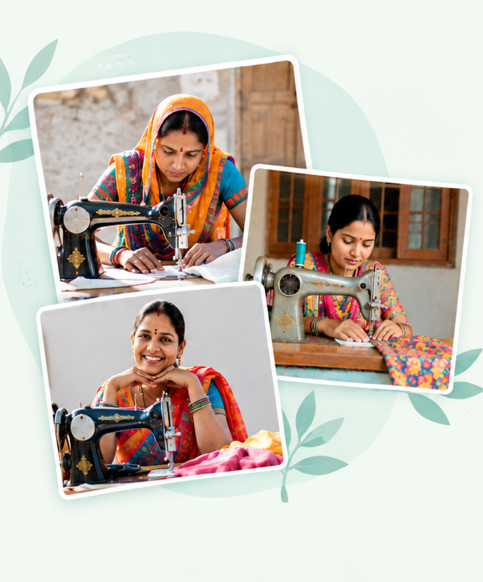 Woman learning fashion design